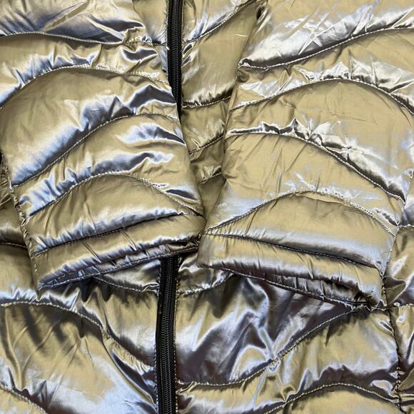 Andrew Marc Sz L Lightweight Packable Premium Down Jacket Quilted Long Silver - Picture 12 of 16